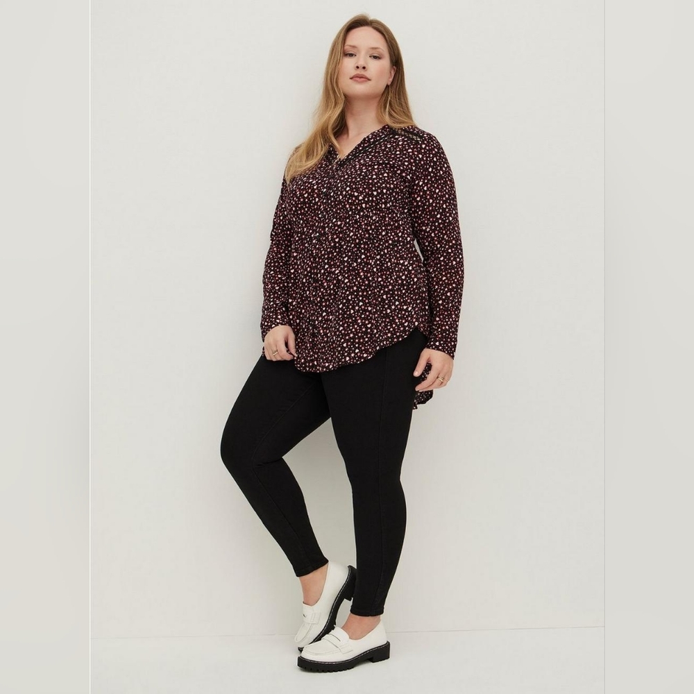 Torrid Emma Babydoll Rayon Slub Lace Trim Tunic Top Size 4 (X)